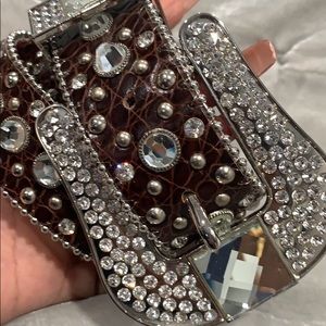 Briella all leather&rhinstone belt